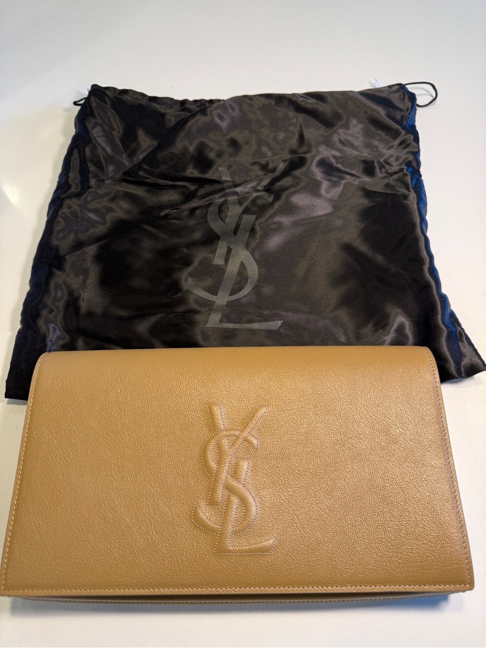 YVES SAINT LAURENT (YSL) - Belle Du Jour Clutch in Taupe